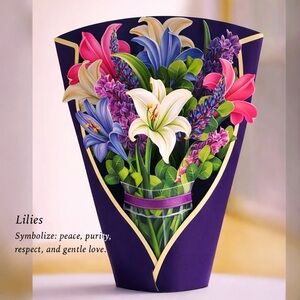 Lilies Bouquet 3D Pop up Greeting Card & Home Decor